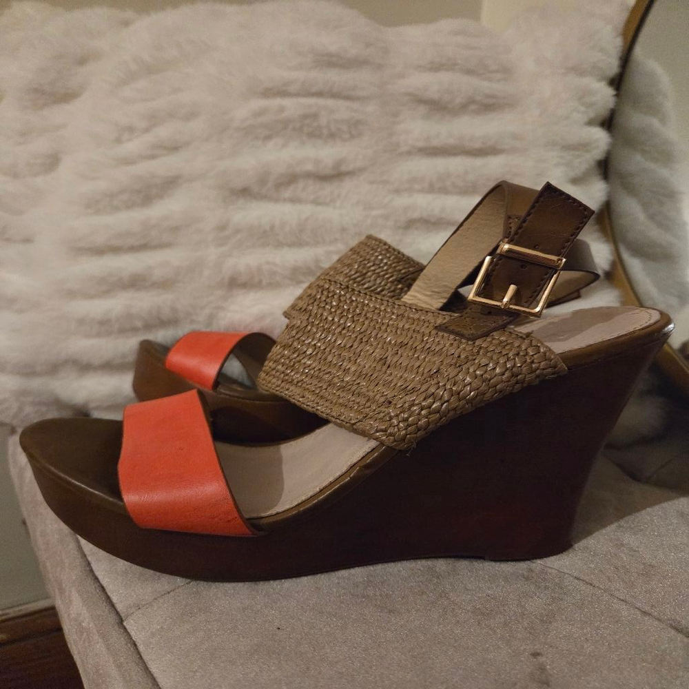 Women's ALDO Brown & Orange Woven Wedge Sandals US 9 - Picture 3 of 9